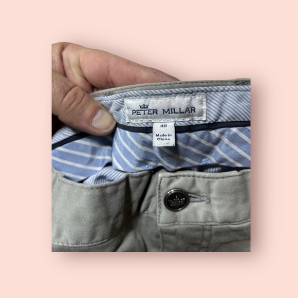 Peter Millar Men's Classic Fit Khaki Pants Grey Size 40 - Picture 5 of 6